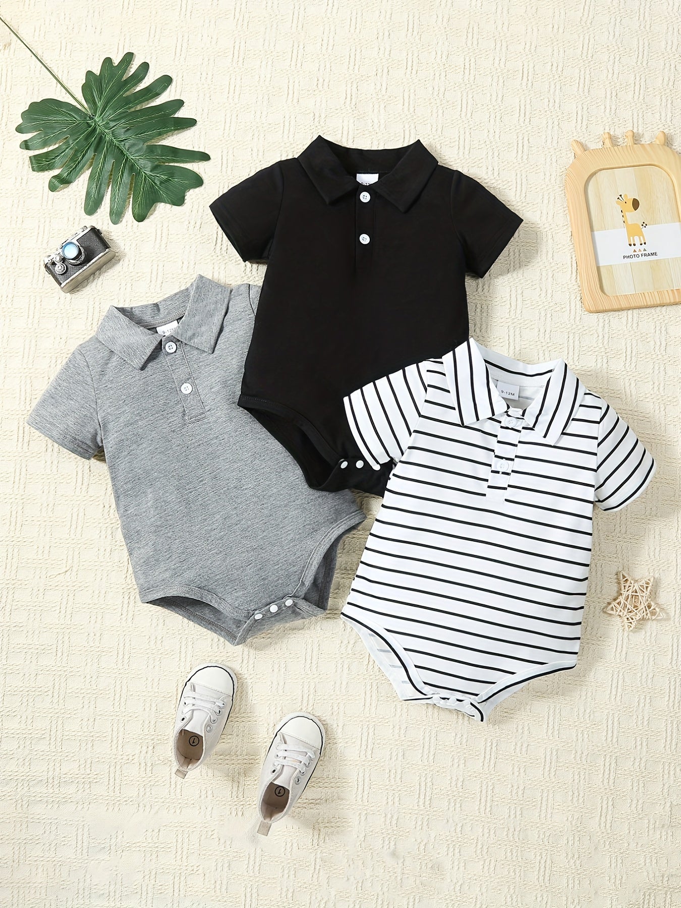 3pcs Baby Short Sleeve Triangle Bodysuits
