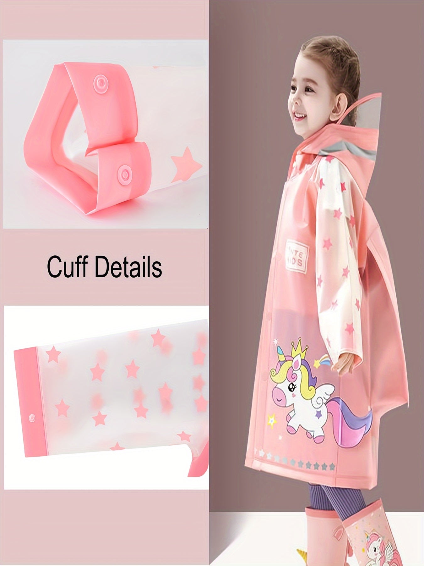 Girls Unicorn Graphic Hooded Raincoat - Gift