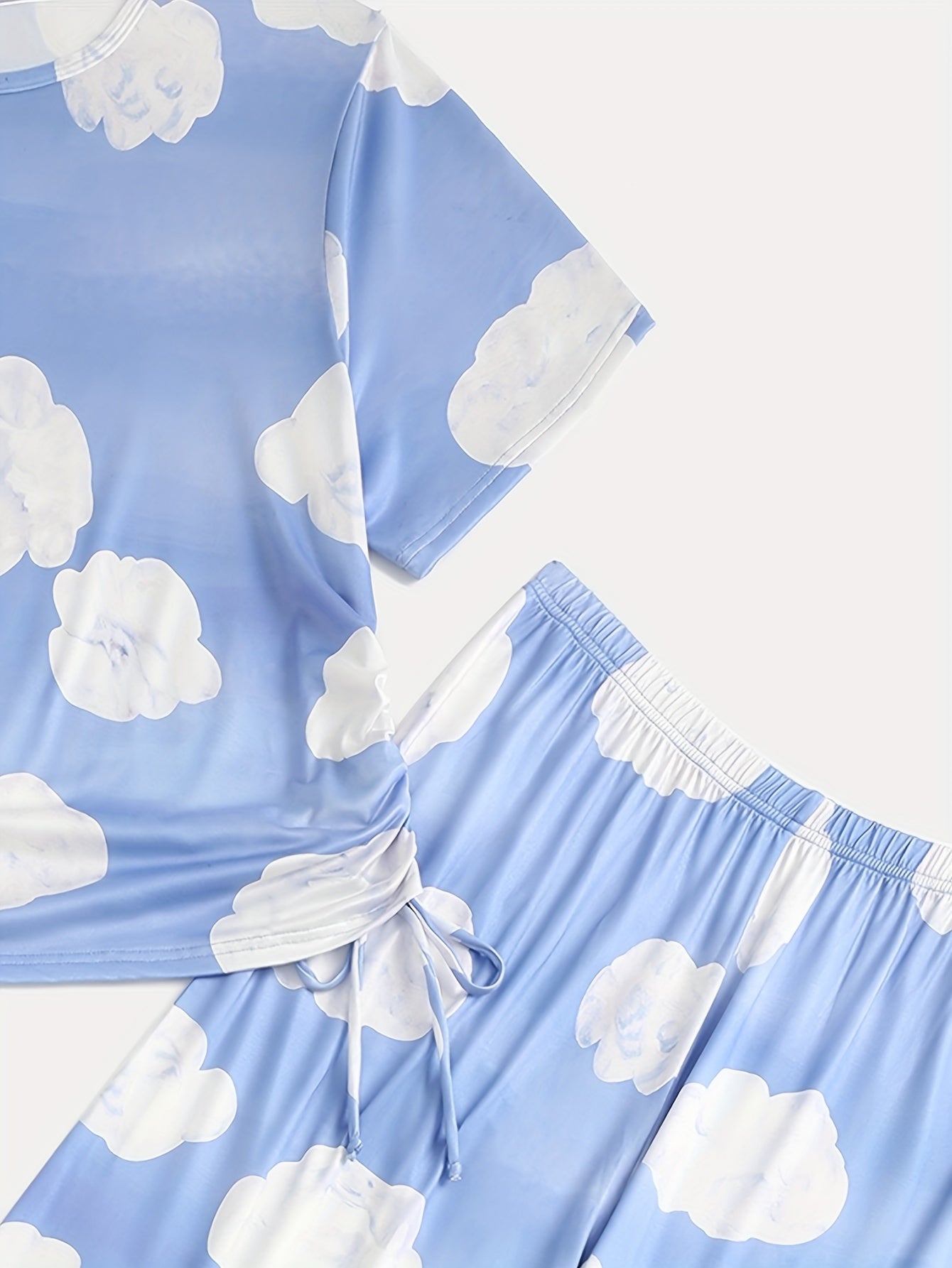 Cloud Pattern Lace Up Pajama Set