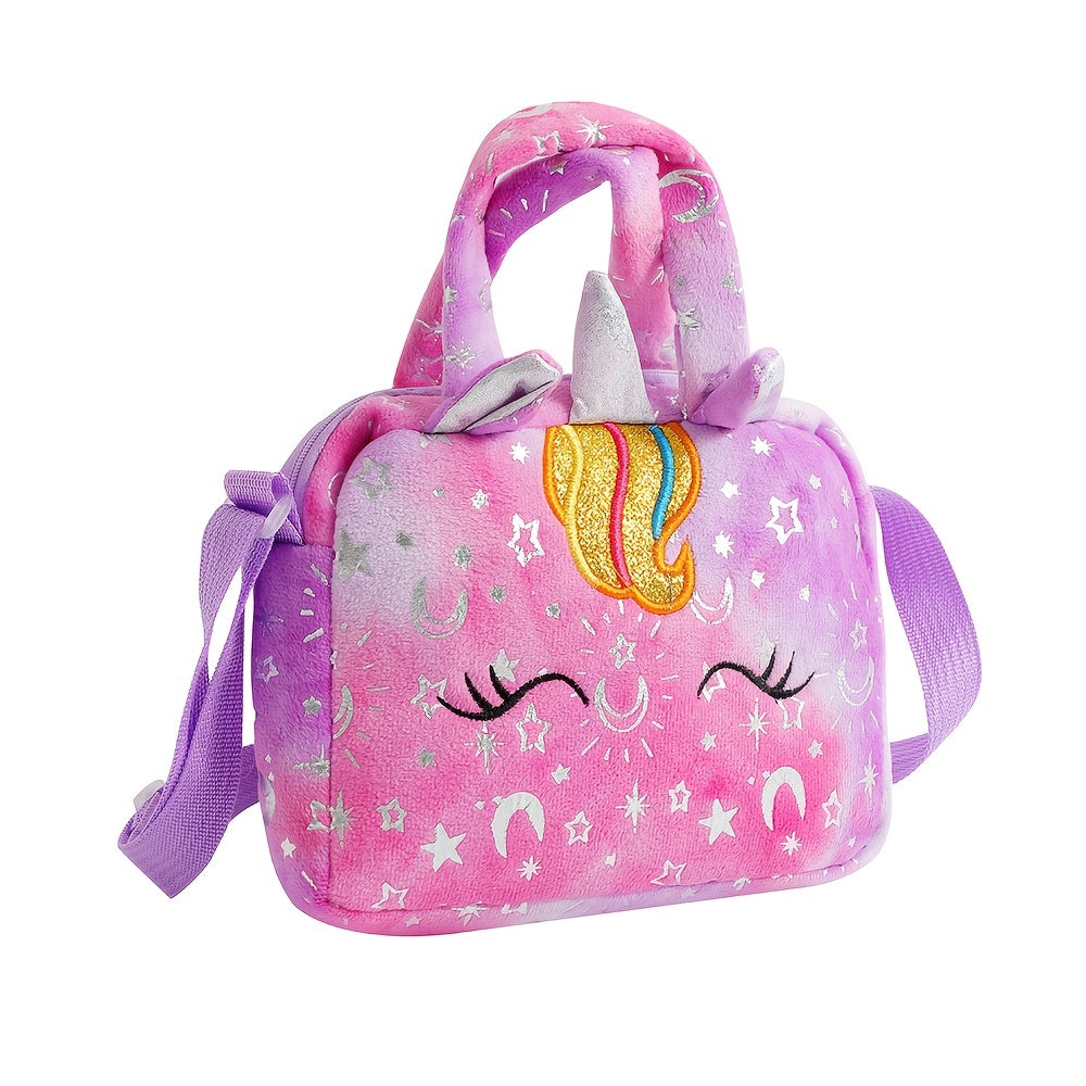 Girls Unicorn Corduroy Shoulder Bag Crossbody Animal Purse Tote