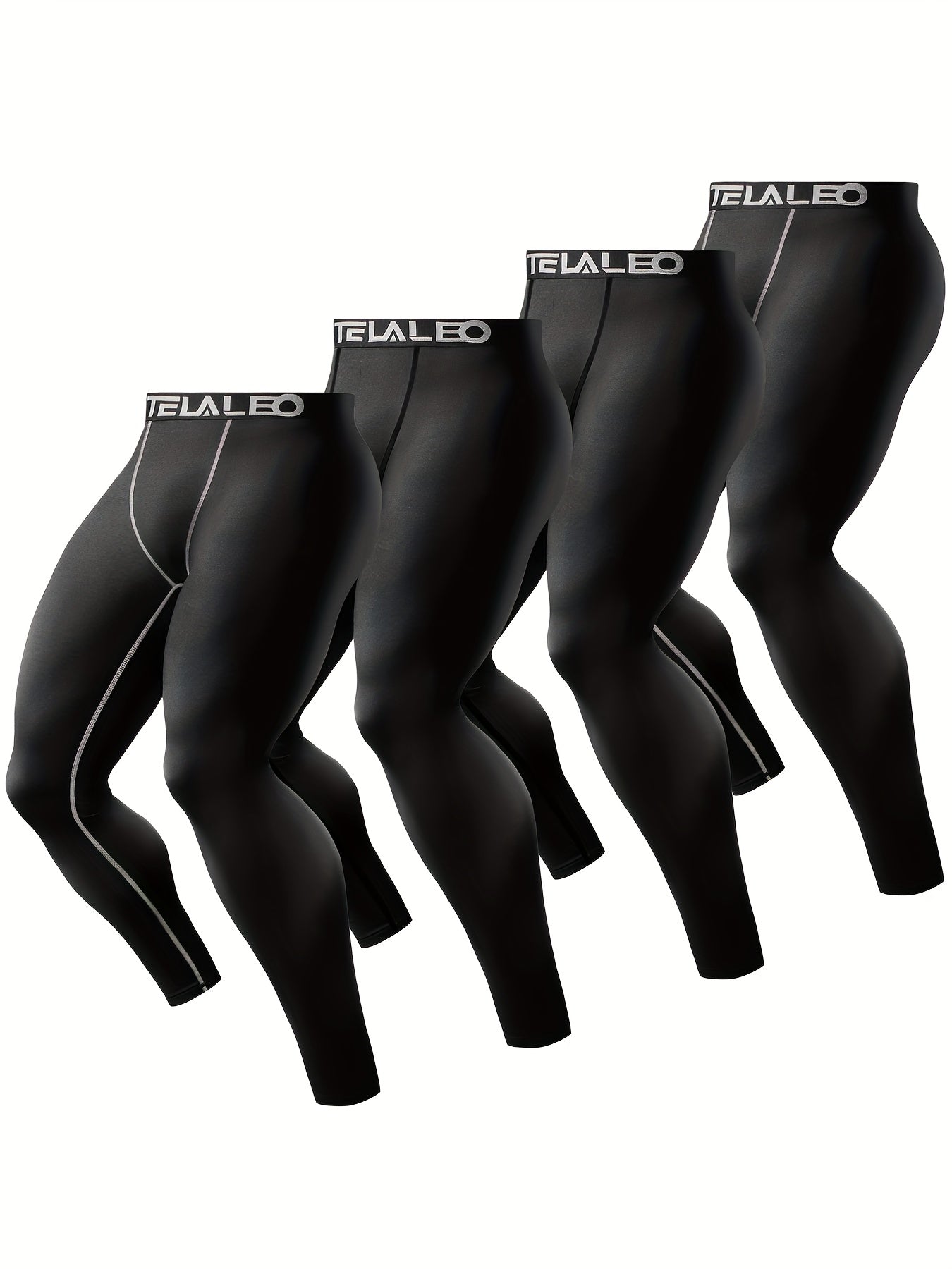 4Pcs Men's Sports Leggings High Stretch Compression Pants