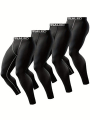 4Pcs Men's Sports Leggings High Stretch Compression Pants