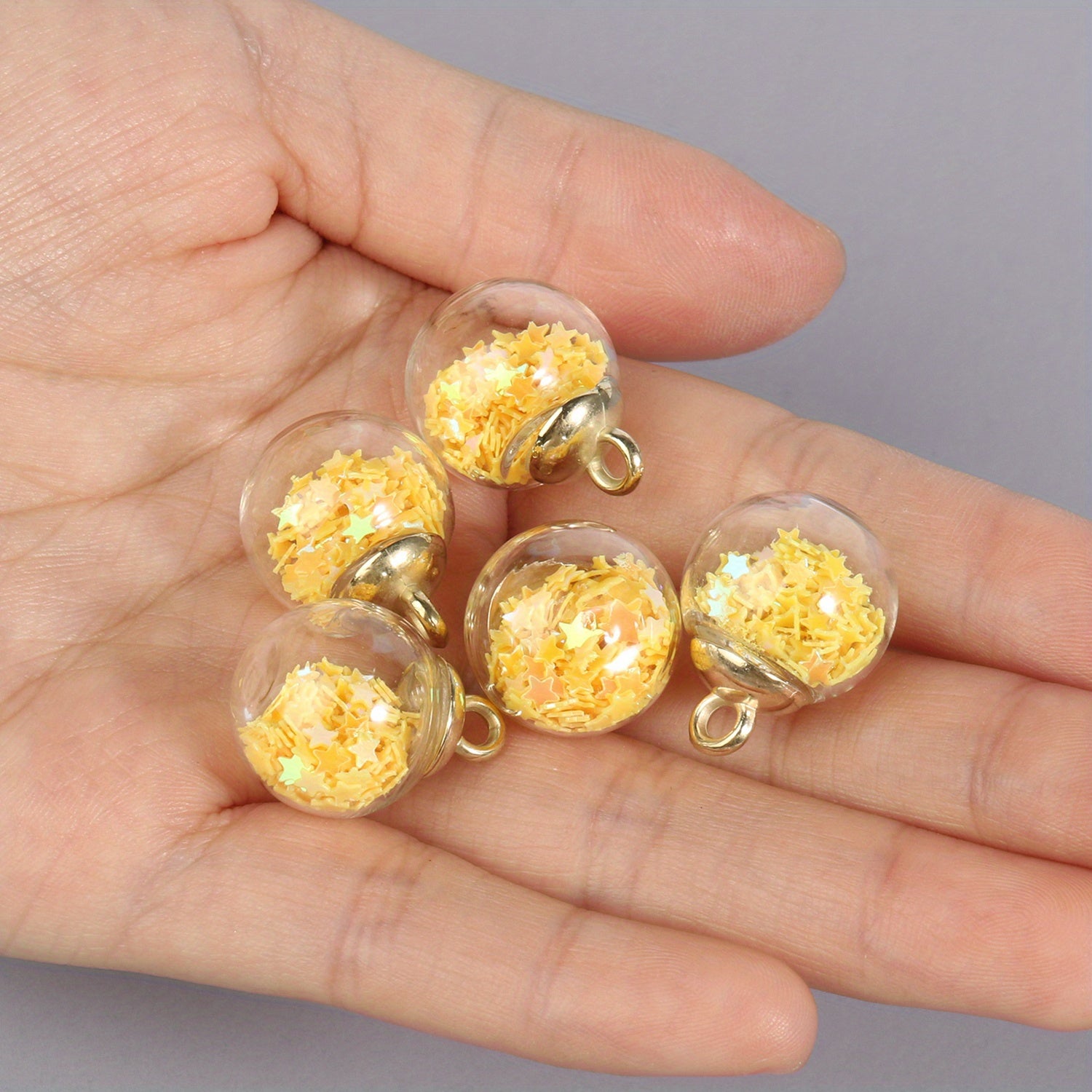 20pcs Colorful Star Sequins Glass Ball Pendant Craft Accessories