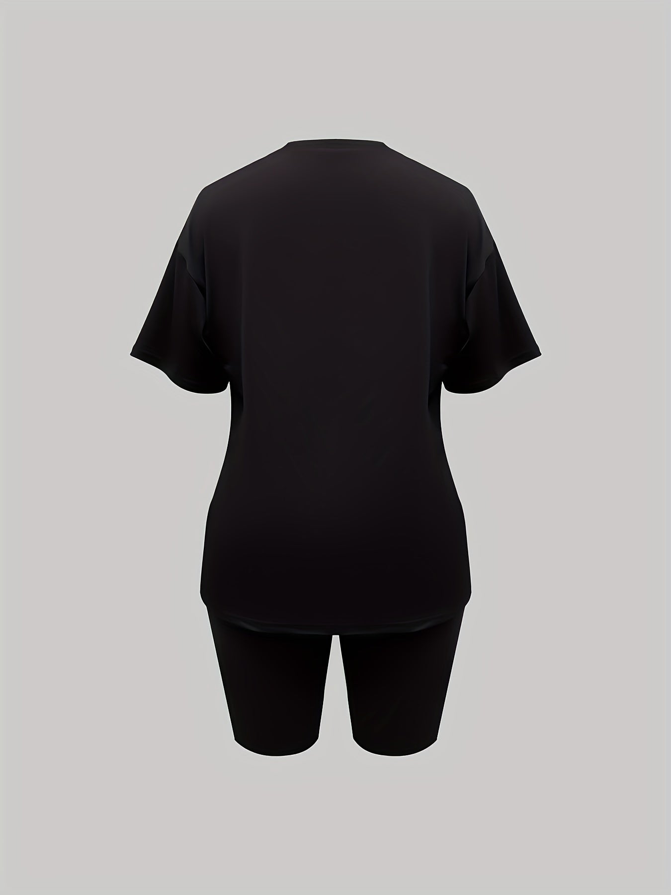 Casual Two-piece Set Crew Neck Short Sleeve Tee & Slim Shorts