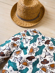 Autumn Newborn Baby Jumpsuit Western Cowboy Graphic Onesie Clothes