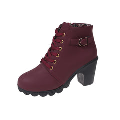 Chunky Heeled Ankle Boots Side Zipper Oktoberfest Dress Shoes