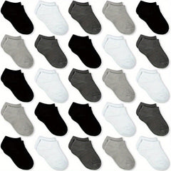 25 Pairs Boys Kids Ankle Socks Casual Plain Breathable Comfy Low Cut Boat Socks