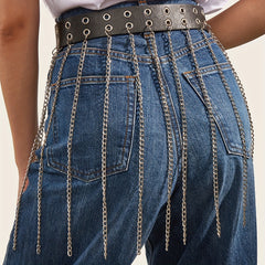Eyelet Belt Hip Hop Waistband PU Skirt Girdle Jeans Pants Belts