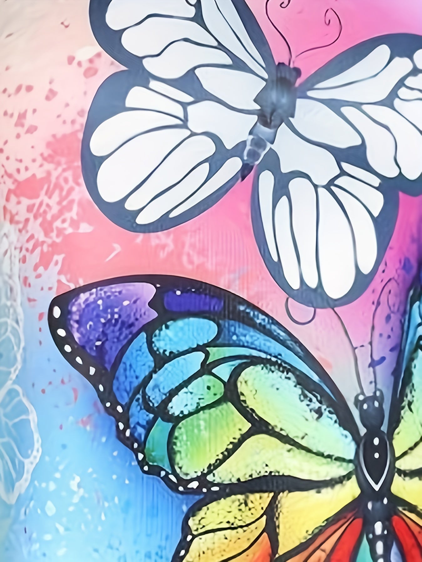 Butterfly Print Lace Panel Tank Top