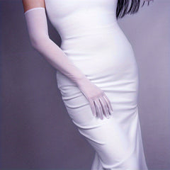 Mesh Long Gloves Elastic Translucent Dress Gloves Women Party Wedding