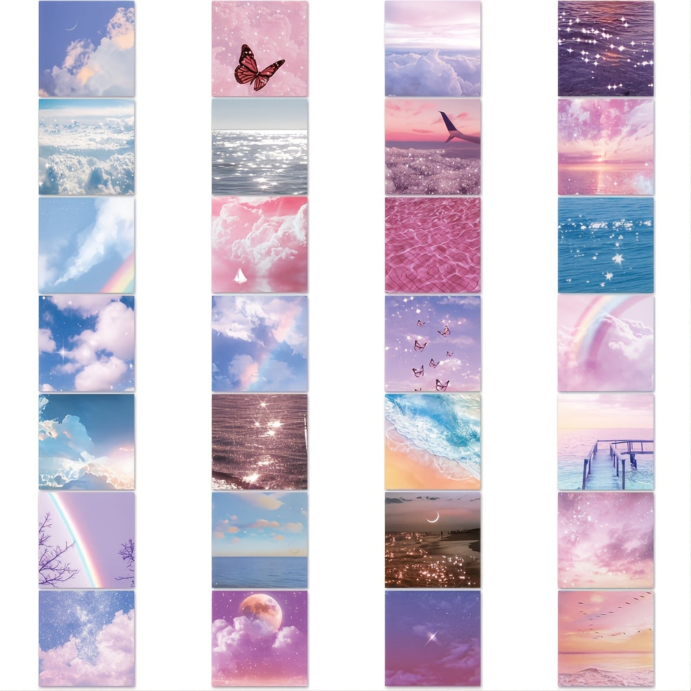 56pcs Waterproof Stickers Cloud Starry Sea Patterns for Suitcase Mobile Shell