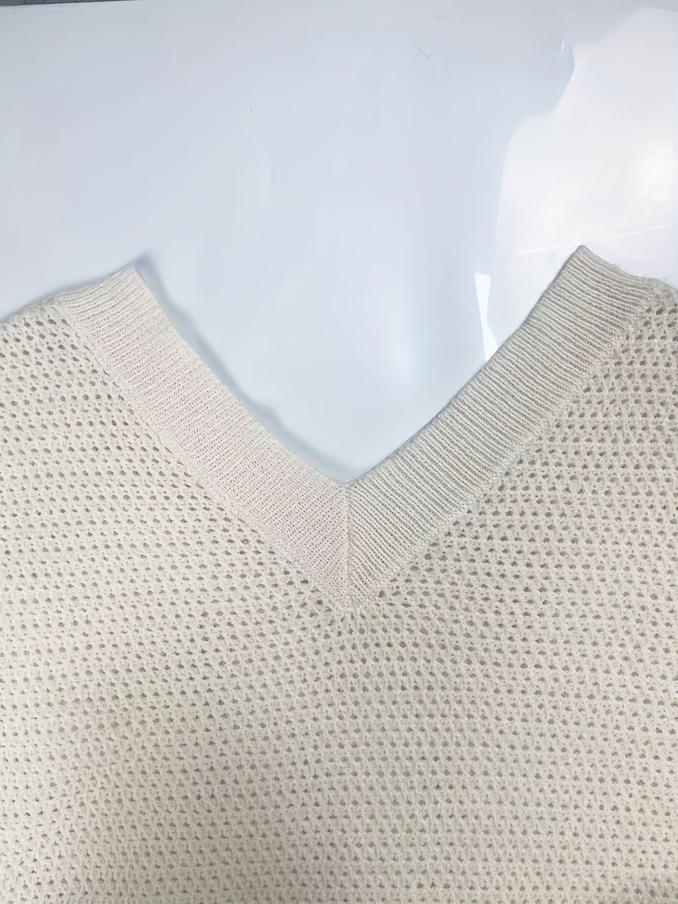 Solid Lantern Sleeve V Neck Sweater