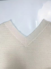 Solid Lantern Sleeve V Neck Sweater