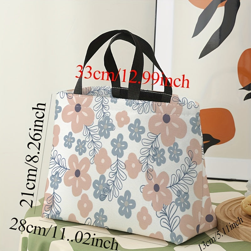 Floral Lunch Bag Thermal Insulated Waterproof for Outdoor