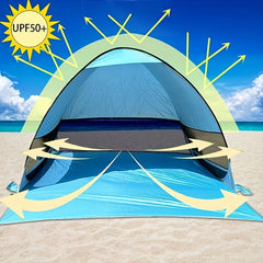 Portable Beach Tent for 2-3 Adults UPF 50 Sun Protection Lightweight
