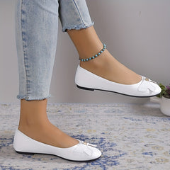 Women's Rhinestone & Bowknot Flat Shoes Slip On Faux Leather Shoes