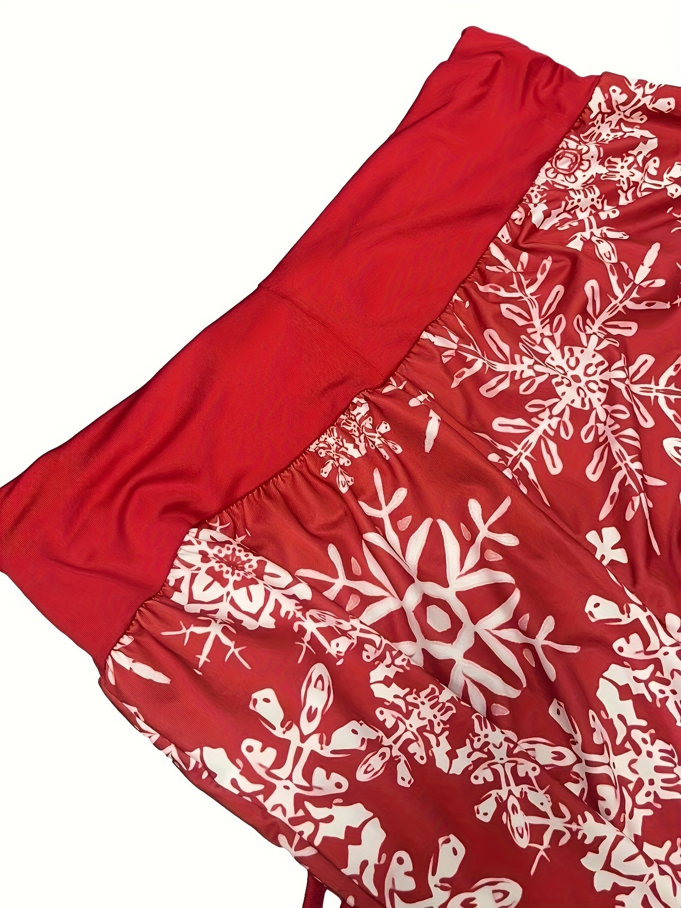 Women's Plus Snowflake Print High Rise Wide Leg Trousers