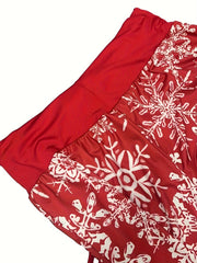 Women's Plus Snowflake Print High Rise Wide Leg Trousers
