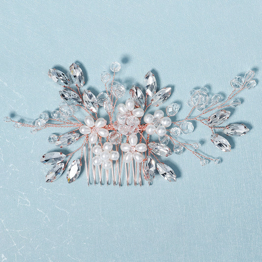 Wedding Hair Comb Crystal Rhinestone Pearl Hair Piece