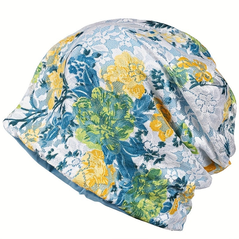 Floral Print Baggy Slouchy Beanie Chemo Cap Lightweight Skullies Cap