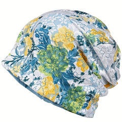 Floral Print Baggy Slouchy Beanie Chemo Cap Lightweight Skullies Cap