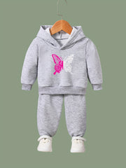 Butterfly Pattern 2pcs Activewear Sets - Girls Comfy Sports Outfits