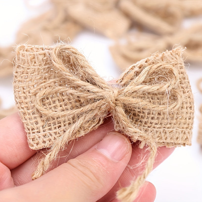 5pcs Sackcloth Bow Double Rope Cloth DIY Craft Decoration