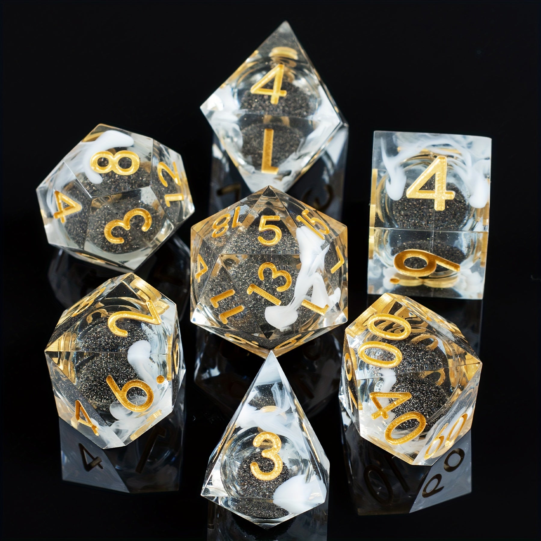 7pcs Quicksand Resin Dices, Board Game Christmas Thanksgiving Gift