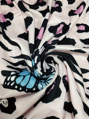 Leopard & Butterfly Print One Shoulder Top & Jogger Pants Set