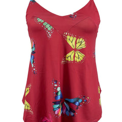 Women's Backless Butterfly Print Cami Top Sleeveless V Neck