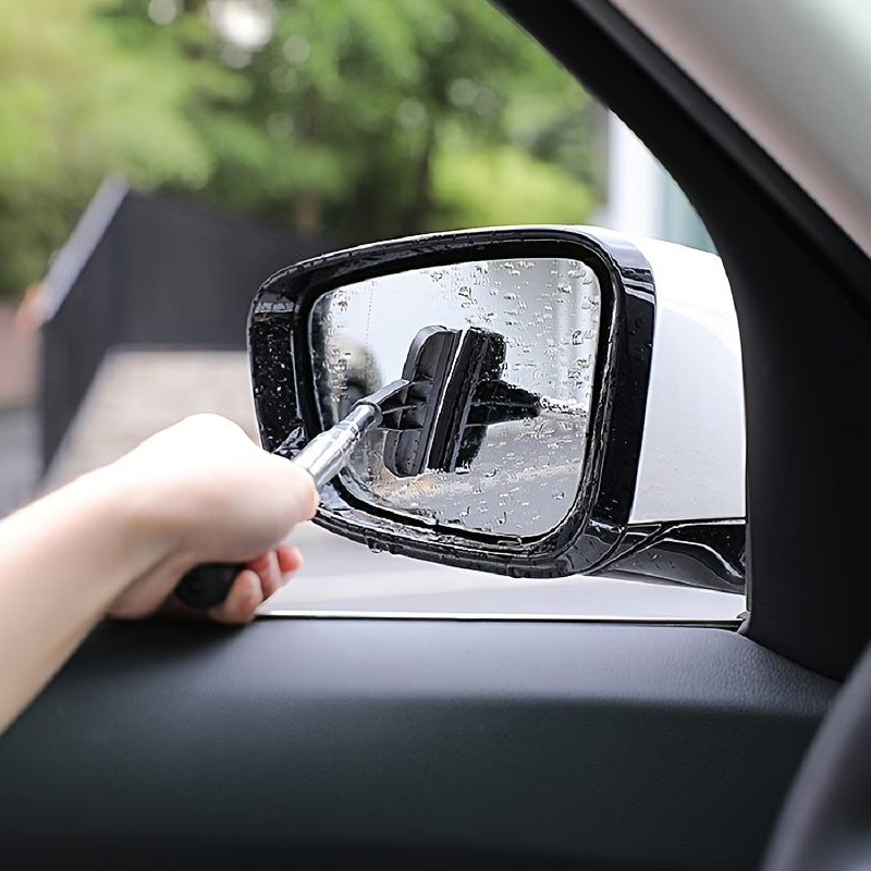 Car Rearview Mirror Wiper Telescopic Squeegee Cleaner Long Handle