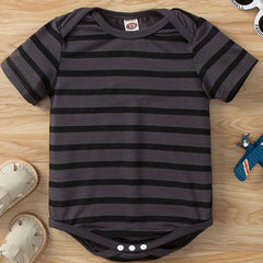Baby Boy's Striped Short Sleeve Triangle Romper