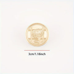 Brass Seal with Chrysanthemum Carving for Gift & Wine Packaging