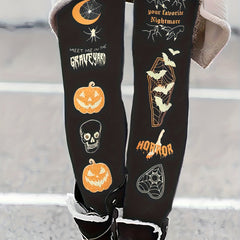 Halloween Print Skinny Leggings Butt Lifting Stretchy Leggings Women's Clothing