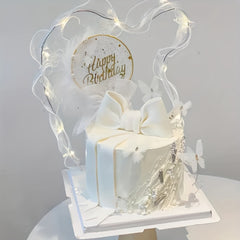 Mesh Bow Pearl Feather Cake Decoration Insert