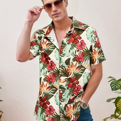 Men's Floral Pattern Short Sleeve Hawaii Shirt