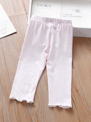 Girls Striped Strawberry Leggings with Ruffle Trim