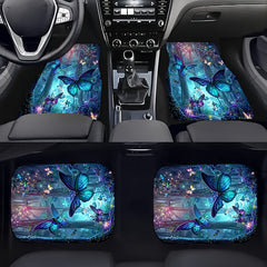 4pcs Fantasy Forest & Butterfly Car Floor Mats Non-slip Water Absorbent Mats