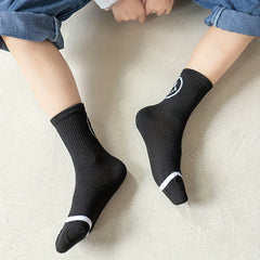 5Pairs Boys Cute Smiley Face Crew Socks for All Seasons