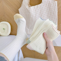 Colorblock Trim Socks Comfy & Breathable Women's Stockings