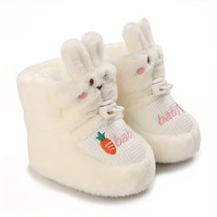 Cartoon Rabbit Baby Girls Indoor Fleece Boots