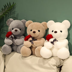 Cute Cartoon Rose Teddy Bear Plush Toy for Girls