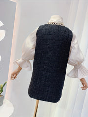 Kid Girls Tweed Knit Stitching Princess Suit Dress