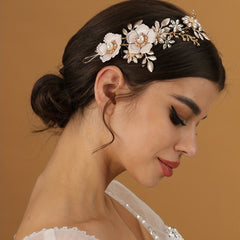 Pearl Flower Leaf Headpiece Bridal Wedding Hair Accessories