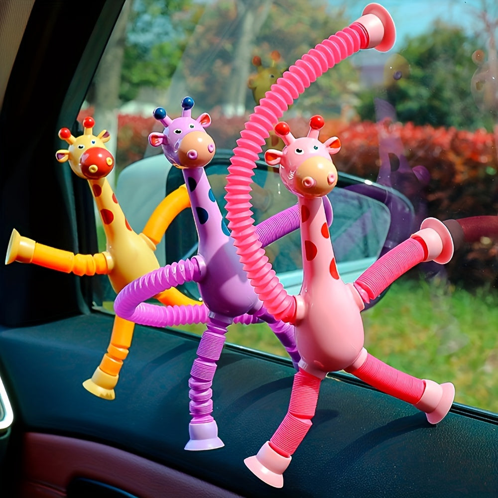 4pcs Giraffe Telescopic Suction Toys Deformed Giraffe Cartoon Telescopic Toys