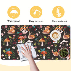 Mushrooms Snails Butterflies Large Desk Mat Gaming Mouse Pad