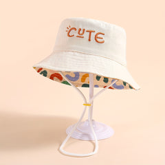 Fisherman Hat Letter Embroidery Breathable Sun Protection Bucket Hat