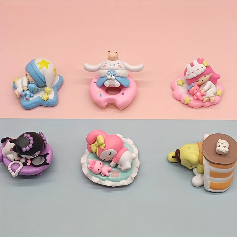 6pcs Cinnamoroll Pom Pom Purin Sle...