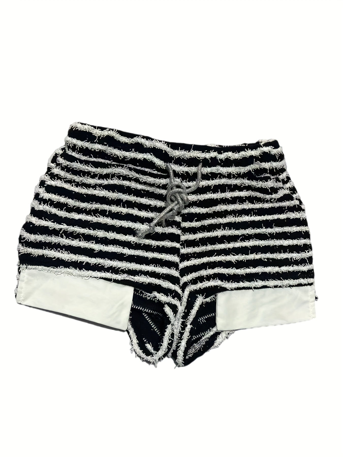 Striped Drawstring High Waist Shorts
