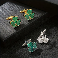 Clover Lacquered Cufflinks French Men's Shirts Cuff Nails